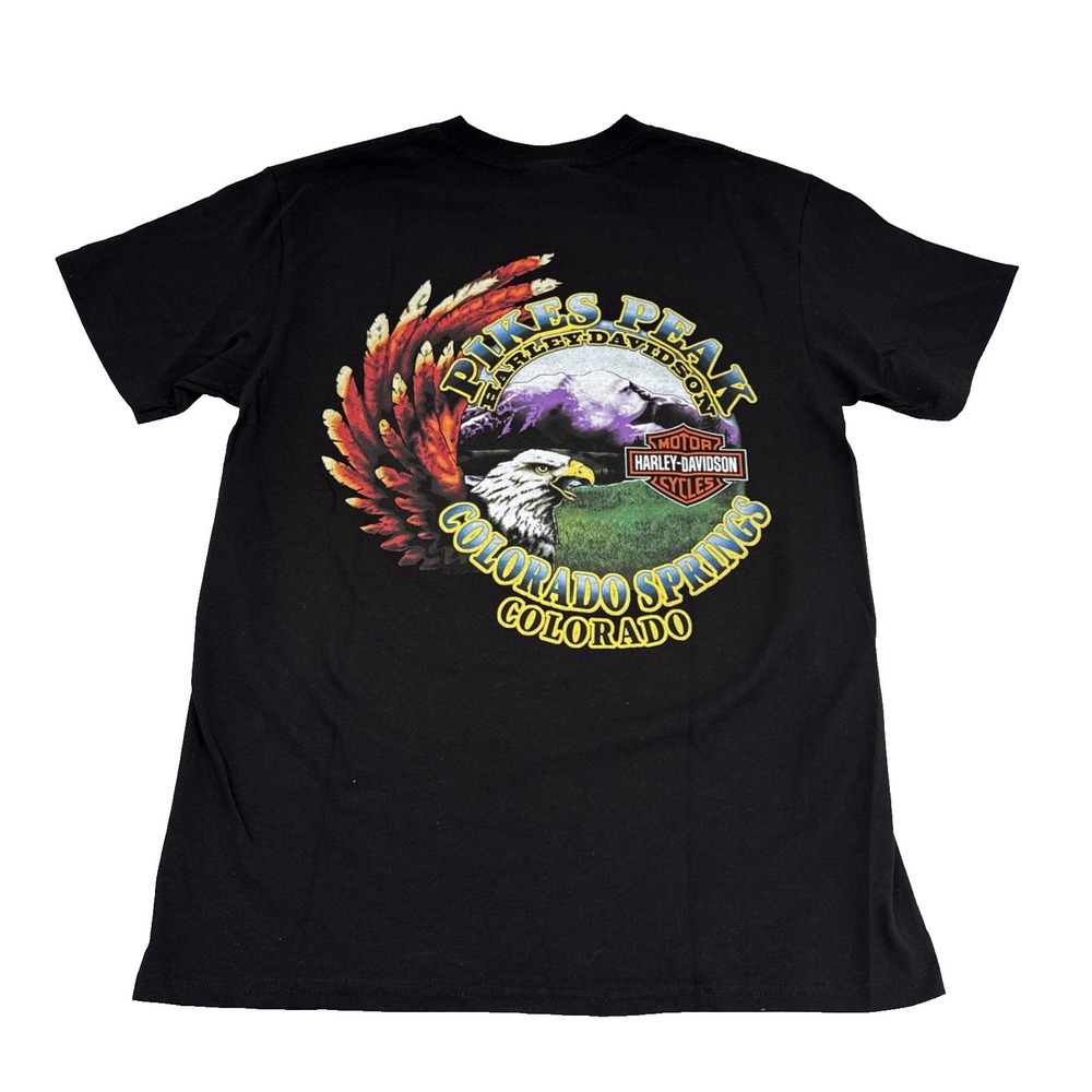 Harley Davidson T Shirt Mens Medium Pikes Peak Colorado Springs Black